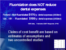 Fluoridation does NOT reduce  dental expenses 