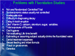 Problems with Fluoridation Studies:
