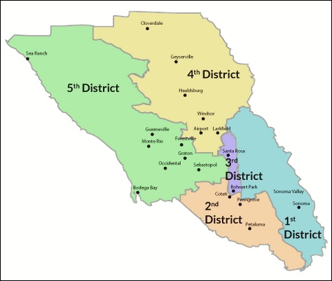 map: Sonoma County Supervisorial Districts